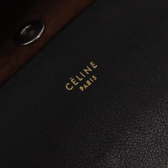 CELINE All Soft Shoulder Bag Leather Blue Black Silver Auth BA6374