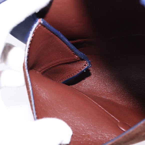 CELINE All Soft Shoulder Bag Leather Blue Black Silver Auth BA6374