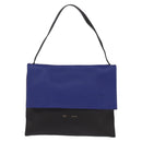 CELINE All Soft Shoulder Bag Leather Blue Black Silver Auth BA6374-13
