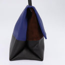 CELINE All Soft Shoulder Bag Leather Blue Black Silver Auth BA6374-3