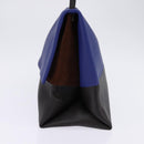 CELINE All Soft Shoulder Bag Leather Blue Black Silver Auth BA6374-4