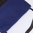 CELINE All Soft Shoulder Bag Leather Blue Black Silver Auth BA6374-6