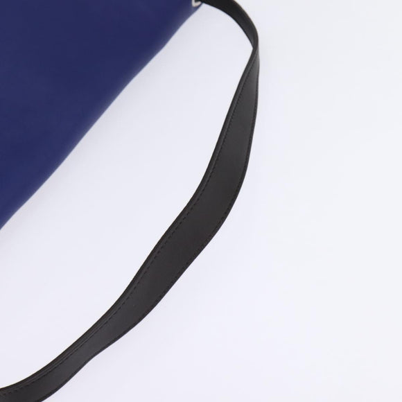 CELINE All Soft Shoulder Bag Leather Blue Black Silver Auth BA6374