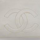 CHANEL Chain Shoulder Bag Caviar Skin White Silver CC Auth BA6376-14