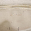 CHANEL Chain Shoulder Bag Caviar Skin White Silver CC Auth BA6376-15