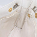 CHANEL Chain Shoulder Bag Caviar Skin White Silver CC Auth BA6376-19