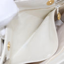 CHANEL Chain Shoulder Bag Caviar Skin White Silver CC Auth BA6376-21