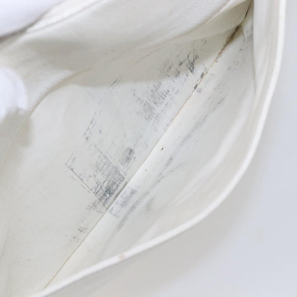 CHANEL Chain Shoulder Bag Caviar Skin White Silver CC Auth BA6376