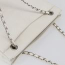 CHANEL Chain Shoulder Bag Caviar Skin White Silver CC Auth BA6376-6