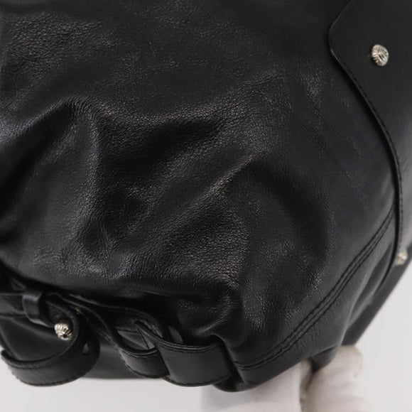 Salvatore Ferragamo Gancini Tote Bag Leather Black Silver Auth BA6377