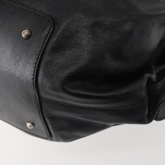 Salvatore Ferragamo Gancini Tote Bag Leather Black Silver Auth BA6377