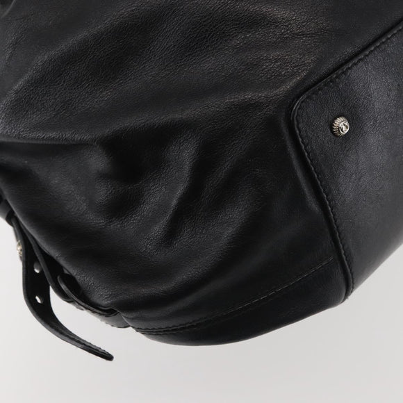 Salvatore Ferragamo Gancini Tote Bag Leather Black Silver Auth BA6377