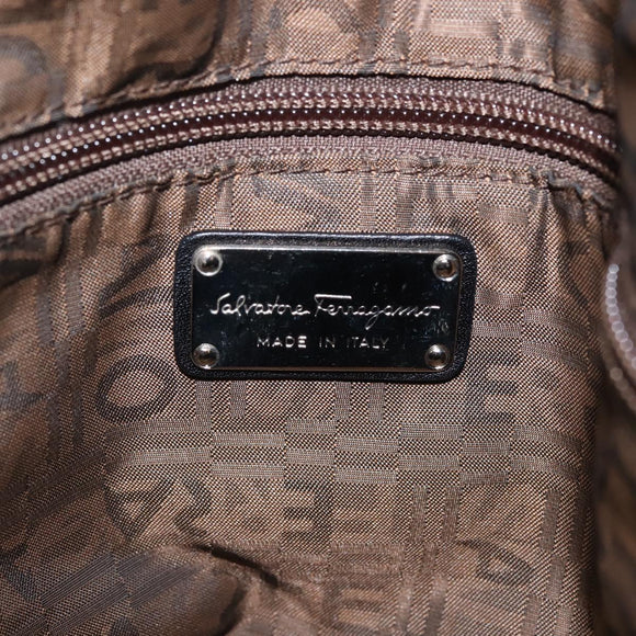 Salvatore Ferragamo Gancini Tote Bag Leather Black Silver Auth BA6377