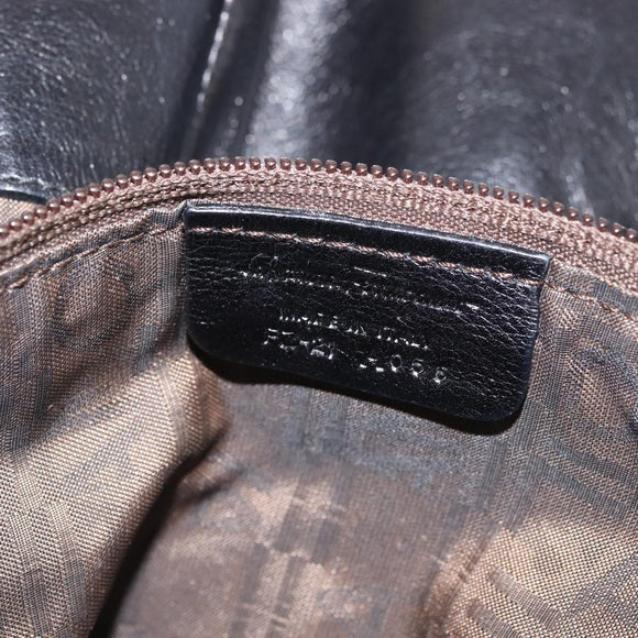 Salvatore Ferragamo Gancini Tote Bag Leather Black Silver Auth BA6377