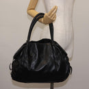 Salvatore Ferragamo Gancini Tote Bag Leather Black Silver Auth BA6377-21