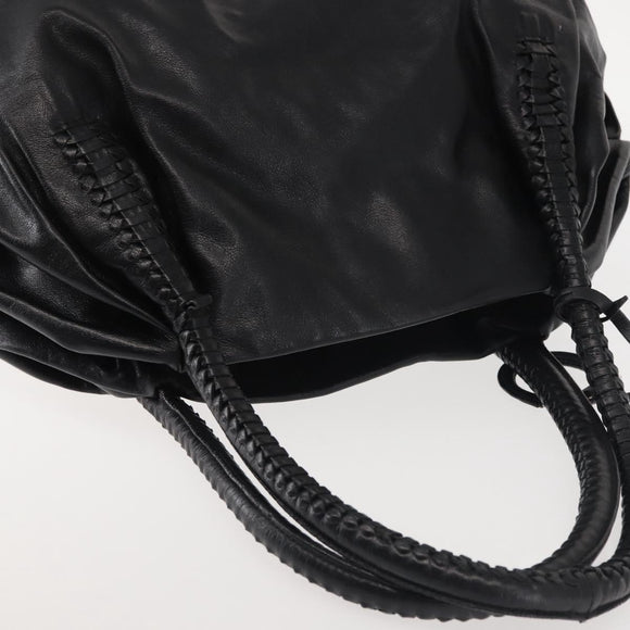 Salvatore Ferragamo Gancini Tote Bag Leather Black Silver Auth BA6377