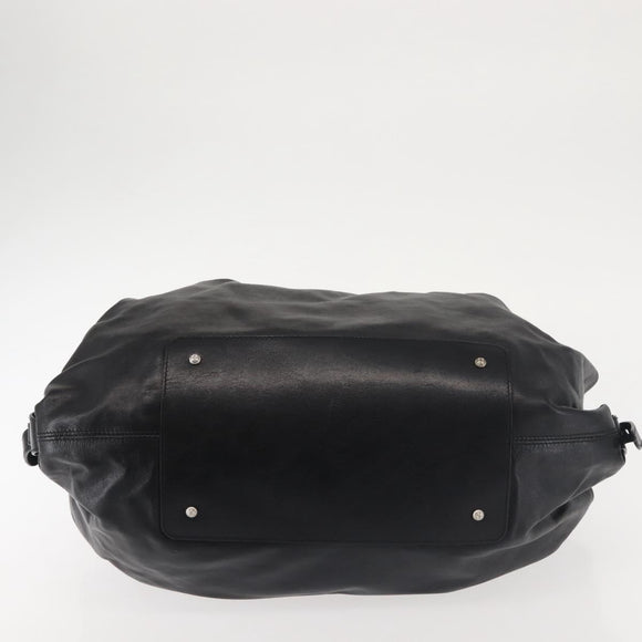 Salvatore Ferragamo Gancini Tote Bag Leather Black Silver Auth BA6377