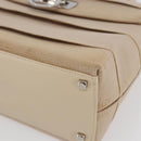 Salvatore Ferragamo Gancini Hand Bag Canvas Beige Silver Auth BA6378-9