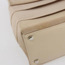 Salvatore Ferragamo Gancini Hand Bag Canvas Beige Silver Auth BA6378-14