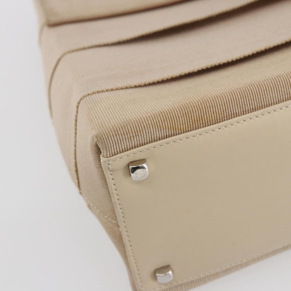 Salvatore Ferragamo Gancini Hand Bag Canvas Beige Silver Auth BA6378