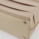 Salvatore Ferragamo Gancini Hand Bag Canvas Beige Silver Auth BA6378-15