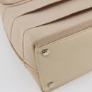 Salvatore Ferragamo Gancini Hand Bag Canvas Beige Silver Auth BA6378-16