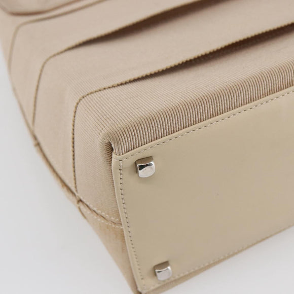 Salvatore Ferragamo Gancini Hand Bag Canvas Beige Silver Auth BA6378