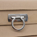 Salvatore Ferragamo Gancini Hand Bag Canvas Beige Silver Auth BA6378-10