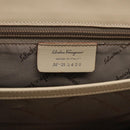 Salvatore Ferragamo Gancini Hand Bag Canvas Beige Silver Auth BA6378-12