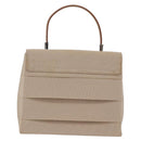 Salvatore Ferragamo Gancini Hand Bag Canvas Beige Silver Auth BA6378-2