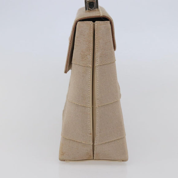 Salvatore Ferragamo Gancini Hand Bag Canvas Beige Silver Auth BA6378