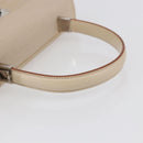 Salvatore Ferragamo Gancini Hand Bag Canvas Beige Silver Auth BA6378-7