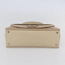 Salvatore Ferragamo Gancini Hand Bag Canvas Beige Silver Auth BA6378-5