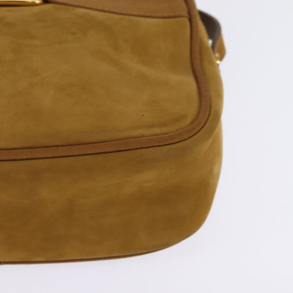 Salvatore Ferragamo Vala Shoulder Bag Suede Brown Gold Auth BA6379