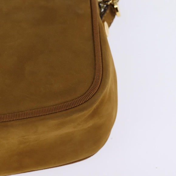 Salvatore Ferragamo Vala Shoulder Bag Suede Brown Gold Auth BA6379