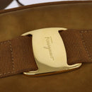 Salvatore Ferragamo Vala Shoulder Bag Suede Brown Gold Auth BA6379-10