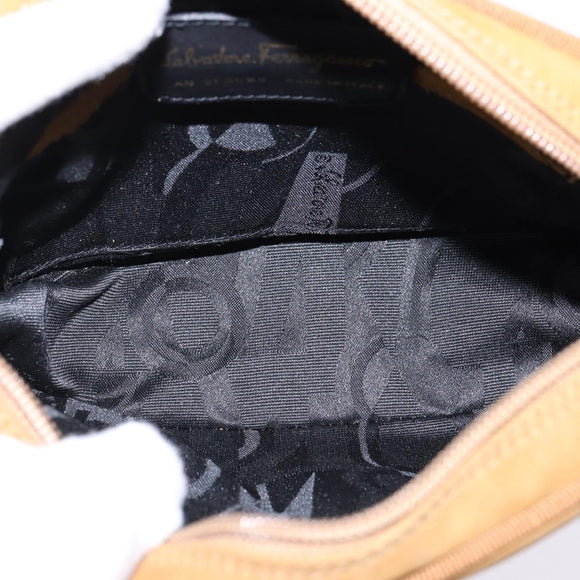 Salvatore Ferragamo Vala Shoulder Bag Suede Brown Gold Auth BA6379