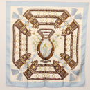 HERMES Carre 90 Scarf ""aux champs"" Silk Light Blue Auth BA6381-12