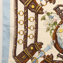 HERMES Carre 90 Scarf ""aux champs"" Silk Light Blue Auth BA6381-5
