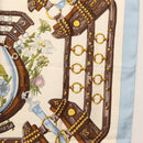 HERMES Carre 90 Scarf ""aux champs"" Silk Light Blue Auth BA6381-7