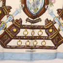 HERMES Carre 90 Scarf ""aux champs"" Silk Light Blue Auth BA6381-9