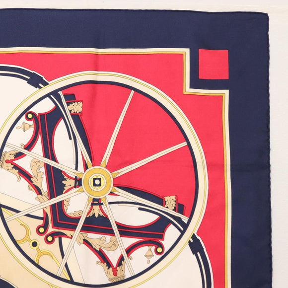 HERMES Carre 90 Scarf ""WASHINGTON'S CARRIAGE"" Silk Navy Auth BA6382