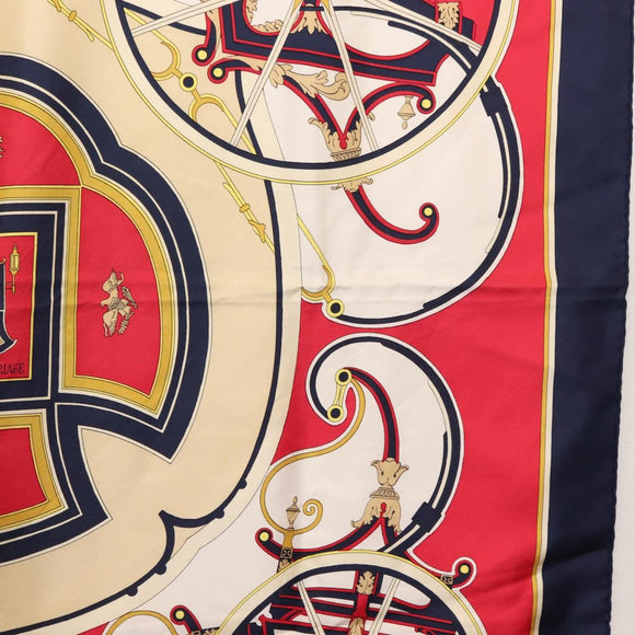 HERMES Carre 90 Scarf ""WASHINGTON'S CARRIAGE"" Silk Navy Auth BA6382