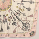 HERMES Carre 90 Scarf ""les cles key"" Silk Pink White Auth BA6383-10