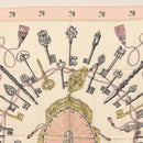 HERMES Carre 90 Scarf ""les cles key"" Silk Pink White Auth BA6383-3