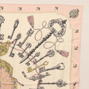 HERMES Carre 90 Scarf ""les cles key"" Silk Pink White Auth BA6383-4