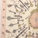HERMES Carre 90 Scarf ""les cles key"" Silk Pink White Auth BA6383-5
