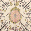 HERMES Carre 90 Scarf ""les cles key"" Silk Pink White Auth BA6383-6