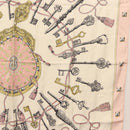HERMES Carre 90 Scarf ""les cles key"" Silk Pink White Auth BA6383-7