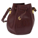 CARTIER Must Line Shoulder Bag Leather Bordeaux Gold Auth BA6387-1
